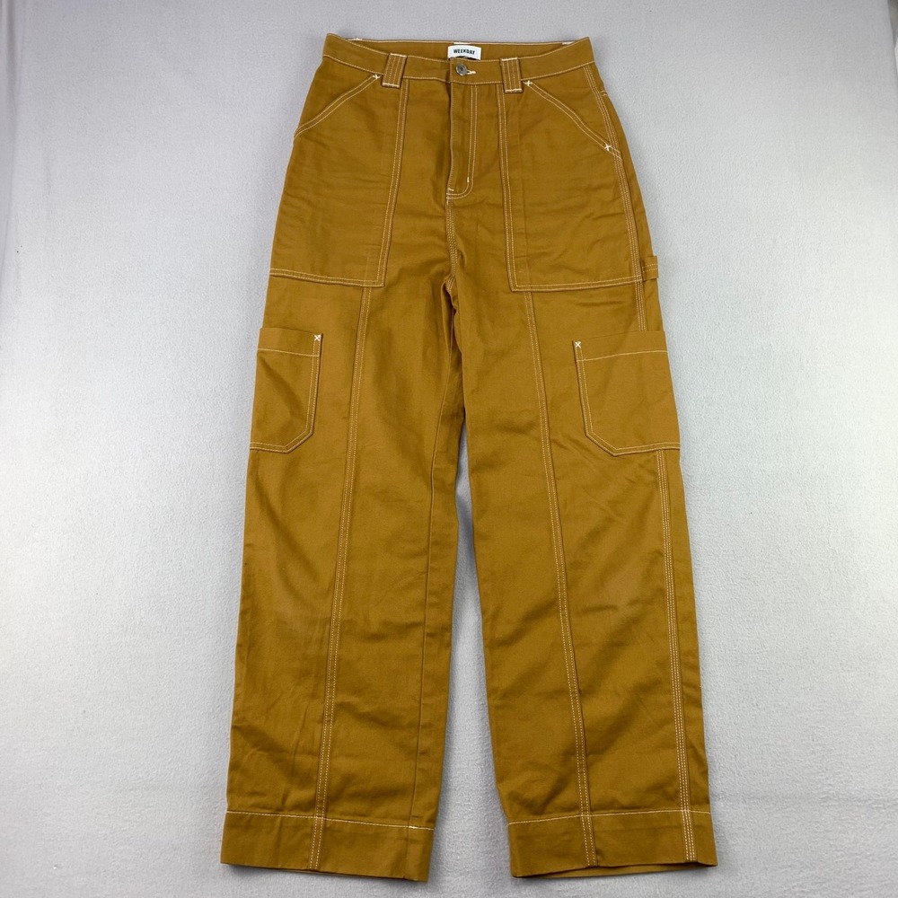 Weekday Grow Trousers Utility Pants Women 28 Carpenter High Rise Straight